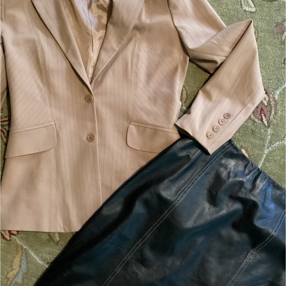 Leather PENCIL SKIRT Vintage Margaret Godfrey Black EPLVC Sz 8 SEXY - Picture 1 of 11